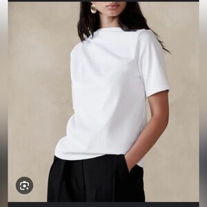 Banana Republic Women White Poppy Pleated/Draped Cotton Knit